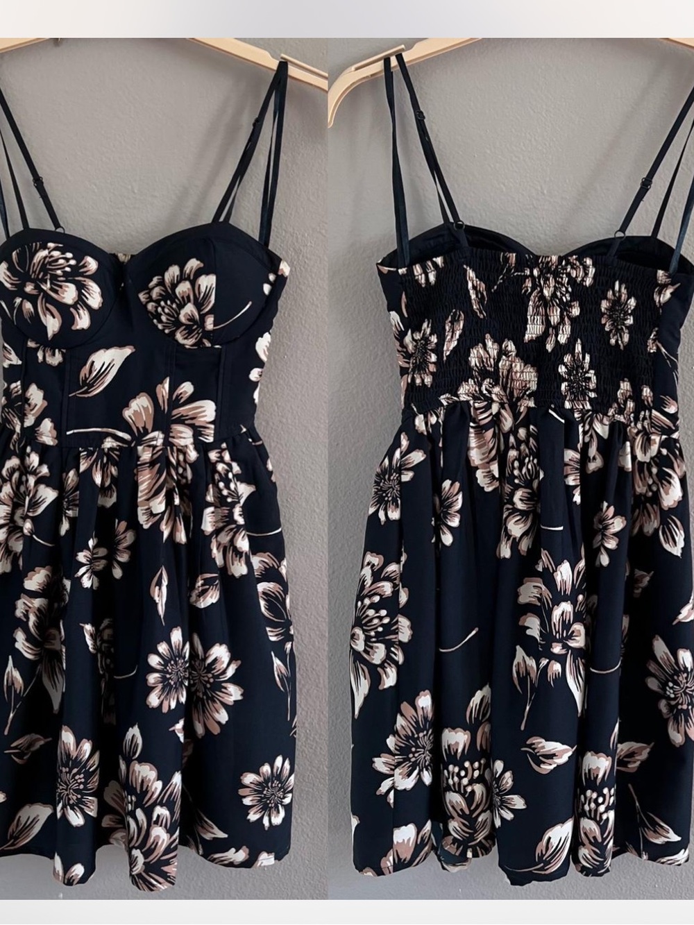 Band of Gypsies Navy Floral Spaghetti Strap Mini Dress - Picture 3 of 6